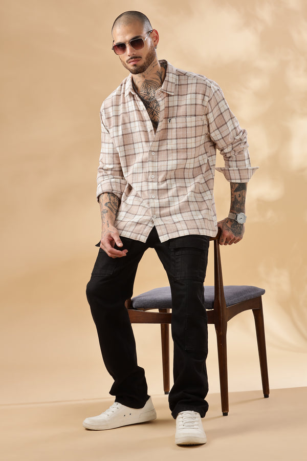 Bunny Beige Check Shirt – The Solo House | 100% Cotton, Ultimate Comfort!