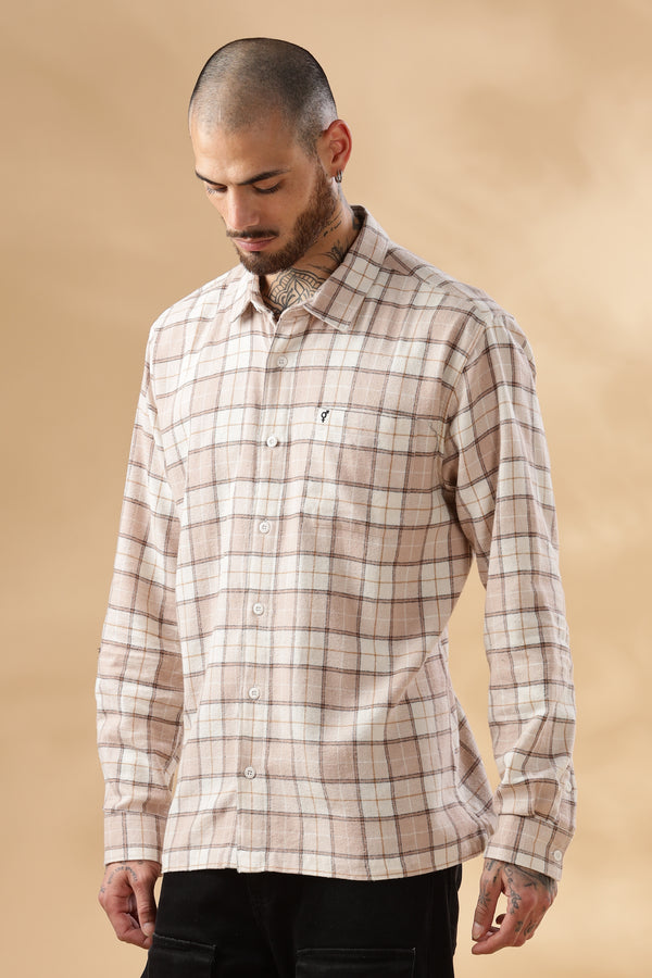 Bunny Beige Check Shirt – 100% Cotton, Ultimate Comfort!