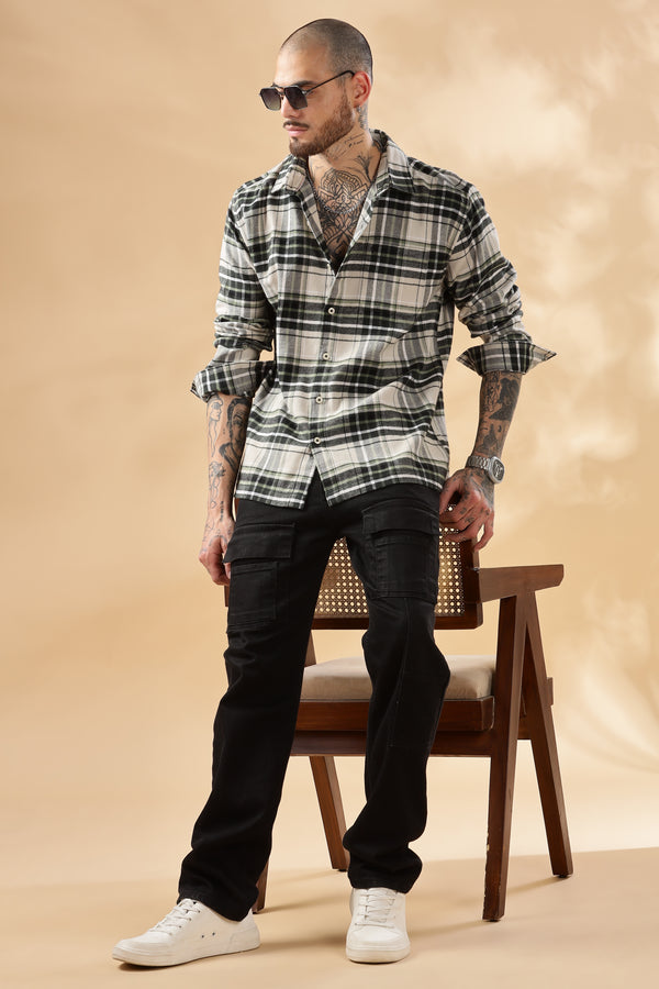 Accent Green Twill Check Shirt – 100% Cotton, Supreme Comfort!