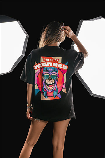 Solo Monkey Unisex Oversized T-shirt: Funky Multicolor Design
